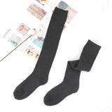 Riolio  Mens Winter Compression Stocking Warm Hot Knee Long Leg Terry Thigh High Socks Cotton Thicken Cover Calf Male Socks Size 38-45