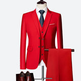 Riolio WELL DRESSED MEN 3 Piece Men's Wedding Suit Fashion Men's Slim Solid Color Business Office Suit Sets Large Size Men Blazer+ Pants + Vest