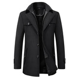 Riolio Man Classic Fashion Trench Coat Jackets MaleLong Trench Slim Fit Overcoat Blends Fashion Wool Warm Outerwear Windbreaker