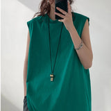 Riolio  Summer New Kam Shoulder Basketball Sweatshirt Sports Tank Top Men's Sleeveless Cotton T-shirt Loose Trendy Large Solid Colo