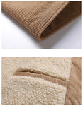 Riolio Winter Jackets for Men Fleece Thicken Warm Corduroy Jackets Male Outwear Fashion Single Breasted Coats Thermal Windbreaker Parka