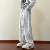Riolio New Spring Men's Casual pants Sweatpants Wide Leg Straight Loose Pants Korean Fashion Patchwork Knit Long Track Trousers