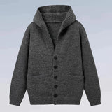 Riolio  Winter Men's Hooded Cardigan Japanese Retro Loose Button-down Knitted Sweater Coats Premium Quality Long Sleeve Pocket Hoodies