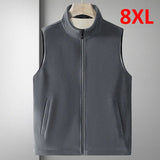 Riolio Fleece Vest Men Spring Winter Thick Vests Plus Size 8XL Solid Color Sleeveless Jackets Male Fashion Casual Fleece Jacket