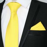 Riolio  Newest Tie Set 8CM Mens Necktie Handkerchief Neck Ties Sets For Man Yellow Color Plaids Stripes Jacquard Cravat Business Party