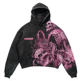 Riolio Autumn and Winter Fashion Sportswear Luxury Brand Pink Skull Letter Hooded Mens Street Wear Hooded Mens Harajuku Clothing