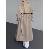 Riolio  Trench men Long coat New Loose Autumn fashion Double-breasted Caslua trench Unique cuff design Korean street windbreaker