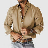 Riolio  Autumn Men's Vintage Shirt Spring Casual Long Sleeve Button Turn-down Collar Seaside Beach Style Solid Ahirts For Male Cardigan