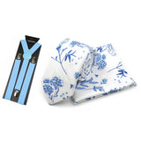Riolio  Men's High Quality 6.5cm Floral Leaves Cotton Tie Handkerchief Suspender Set Novel Gentleman Artistic Wedding Accessories Gifts