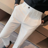 Riolio Autumn New Solid Straight Casual Pant High Quality Fashion Simplicity Men Suit Pants Formal Business Office Social Trousers