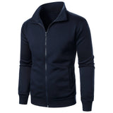 Riolio Men's casual sports zipper stand collar hoodie coat men's solid color cardigan