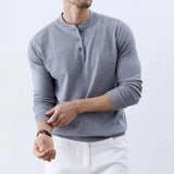 Riolio  New Fashion Men Henry Sweater Light Luxury Knitted Solid Color Long Sleeve Pullover Premium Quality Skin-friendly Knitwear M-3XL