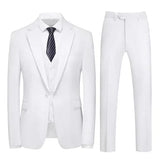 Riolio  M-6XL Double Vent Mens Suit ( Blazer+Vest+Pants) Solid Color Formal Office Business Suit Three-piece Groom's Wedding Dress Party