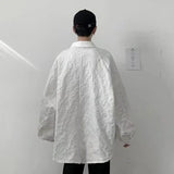 Riolio  Relief Embossed Shirt Men's Long-sleeved Design Niche Trendy Personality