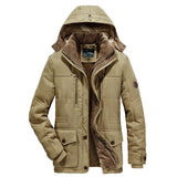 Riolio Thick Warm Trench Winter Parka Men Fleece Hooded Men Winter Jacket Coat Military Cargo Jackets Mens Plus Size Velvet Warm Coat