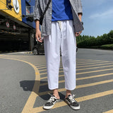 Riolio  Men Korean Version of Casual Four-season Nine-point Loose Straight-tight Trend Solid Color Versatile Work Trousers
