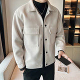 Riolio Brand Clothing Winter Men Coats Woollen Cloth Thick Tooling Lapel Slim Jacket/ Mens High Quality Woolen Casual Warm Jacket Coats