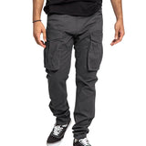 Riolio  independent station spring and summer new plus size men's cargo pants solid color multi-pocket casual pants men's model