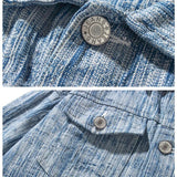 Riolio Spring Men Lapel Denim Coat Jacquard patter Fashion Washed denim jacket Motorcycle Jeans Jacket Hommes loose Cotton Casual Coats
