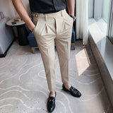 Riolio High Quality Elasticity Suit Pants Men Formal Business Office Social Dress Pants Slim Fit Casual Wedding Ankle Trousers Pantalon