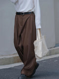 Riolio  Streetwear Trendy Mens Solid Color Trousers Spring Summer Fashion Pleated Loose Straight Pants Men Casual Simple Suit Pants
