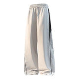 Riolio  Outdoor Casual Loose Leggings Thin Summer Youth High Waist Straight Leg Pants Quick Dry Color Block Fleece Polyester
