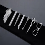 Riolio  Fashion Tie Clip For Men Novelty Personalized Necktie Bars For Shirts Tie Clip Glasses Feather Beard Key Collar Clip Silver Bars