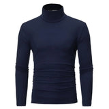 Riolio black turtleneck outfit men Shirt Stretchy Soft Autumn Turtleneck Long Sleeve Solid Color Winter Knitted Pullover Breathable Men 2021New for And Touch