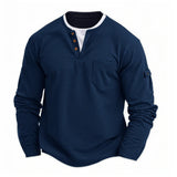 Riolio  Autumn Winter Men's T-shirt Fake Two-piece V-neck Fashion Splicing Bottoming Shirt Long Sleeves Tee