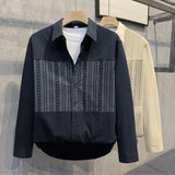 Riolio  Spring New Minimalist Casual Commuter Long Sleeved Shirt for Men Retro Cotton Shirt for Men