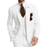 Riolio  Elegant Men's 3-Piece Tuxedo Suit with Peak Lapel Blazer Vest And Pants Fashionable Male Wedding Business Banquet Clothing