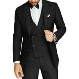 Riolio  Formal Elegant Men Suit Slim Fit 3 Piece Blazer Vest Pants Sets Tuxedo Set for Wedding Double Breasted Notched Lapel Men Suit