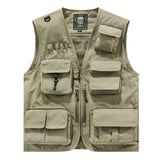 Riolio Outdoor Casual Fishing Vest Photography Spring and Autumn Men's Vest Multi-Pocket Tooling Quick-Drying Vest Cotton Workwear