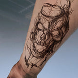 Riolio Ink Skull Temporary Tattoo Sticker Lasts 1-2 Weeks Waterproof and Anti-Friction