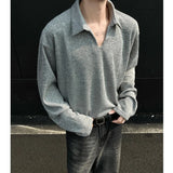 Riolio  Spring Long Sleeved T-shirt Men Fashion Lapel T Shirt Men Streetwear Korean Loose Casual T Shirt Mens Polo Shirt Male Hoodie