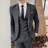 Riolio Blazers Jacket Pants Vest 3 Pcs Set / Fashion New Men's Casual Boutique Business Solid Color Slim Dress Suit Coat Trousers