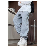 Riolio  Men Joggers Fall Winter New Style Elastic Ankle Sweatpants Loose Fit Outdoor Streetwear White Trousers Multi Functional