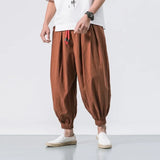 Riolio New Trendy Men Harem Pants Loose Oversized Style Cotton and Linen High Quality Jogger Sweatpants Casual Male Trousers