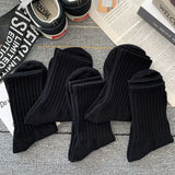 Riolio New 5 Pairs Cool Men Black White Warm Socks Set Autumn Winter Male Solid Color Sport Short Socks For Men