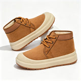 Riolio  Men New Winter Short Boots Snow Boots Thick Non Slip Sole Plush Warm Comfort Outdoor Casual Cotton Shoes