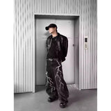 Riolio  American High Street Men and Women Trendy Hip Hop Personality Lightning Embroidered Jeans Couple Loose Retro Casual Pants y2k