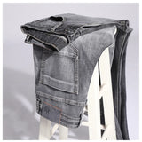 Riolio Cotton Stretch Jeans Business Casual Men's Thin Denim Jeans Grey Spring Summer Brand New Fit Straight Lightweight