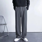 Riolio New Men White Straight Pants Fashion Korean Loose Suit Trousers Casual Draped Baggy White Wide Pant Male Streetwear