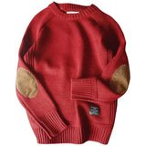 Riolio  Men's Harajuku Pullover Sweater Patch Designs Knitted Sweatshirt Hip Hop Round Neck Pure Colour Causal Pullovers Men's Clothing