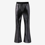 Riolio  Men's Shiny Metallic Sequin Flared Pants Disco Party Bell Bottom Trousers Elastic Waist Sparkly Nightclub Costume