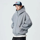Riolio Hooded Cardigan Sweatirt Loose Casual Double Zipper Jaet for Teens Spring Autumn Seasonal Polyester Fiber Fce Lined