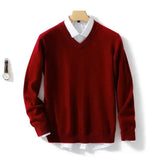 Riolio  Men's Cashmere Warm Pullovers Sweater V Neck Knit Autumn Winter Fit Tops Male Wool Knitwear Jumpers Bottoming shirt Plus Size