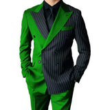 Riolio  Luxury Men's  Striped Suits Slim Fit Peak Lapel 2 Pieces Blazer and Pants Set for Wedding Prom  Evening Party