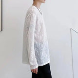 Riolio  French Style White Men's Wear Fashion Solid Color Jacquard Weave Tops Men's Summer Thin Style Breathable Long Sleeve T-shirt