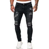 Riolio Fashion Street Style Ripped Skinny Jeans Men Vintage wash Solid Denim Trouser Mens Casual Slim fit pencil denim Pants hot sale